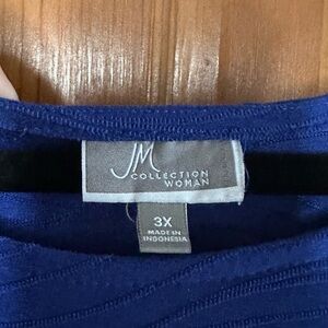 JM Collection Women's Blue Top 3X